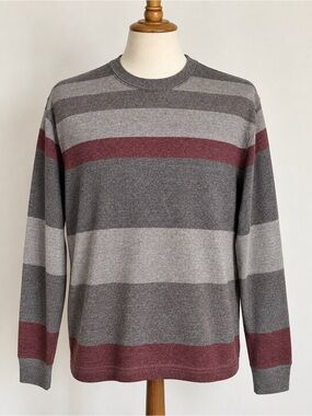 NATURALIFE Men’s Medium 100% Cotton Striped Crewneck Pullover Sweater